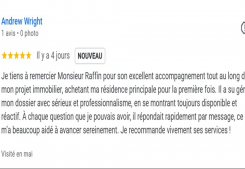 Avis client wright 5 etoiles sur la page google de cp immobilier annecyune des meilleures agences immobilières à annecy Cp immobilier