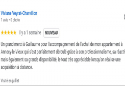 Avis client veyrat cinq etoiles sur la page google cp immobilier annecy une des meilleures agences immobilières à annecy Cp immobilier