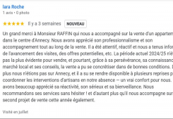 Avis client roche cinq etoiles sur la page google cp immobilier annecy une des meilleures agences immobilières à annecy Cp immobilier