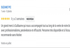 Avis client pic cinq etoiles sur la page google cp immobilier annecy une des meilleures agences immobilières à annecy Cp immobilier