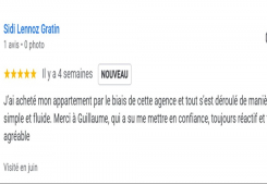 Avis client lennoz cinq etoiles sur la page google cp immobilier annecy une des meilleures agences immobilières à annecy Cp immobilier