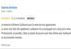 Avis client bertholon cinq etoiles sur page google cp immobilier annecy une des meilleures agences immobilières à annecy Cp immobilier