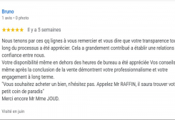 Avis client joud cinq etoiles sur la page google cp immobilier annecy une des meilleures agences immobilières à annecy Cp immobilier