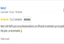 Avis client marie cinq etoiles sur la page google cp immobilier annecy une des meilleures agences immobilières à annecy Cp immobilier