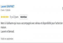 Avis client lauren cinq etoiles sur la page google cp immobilier annecy une des meilleures agences immobilières à annecy Cp immobilier