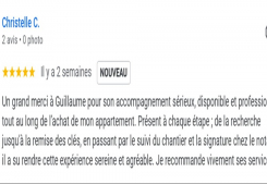 Avis client christ cinq etoiles sur la page google cp immobilier annecy une des meilleures agences immobilières à annecy Cp immobilier