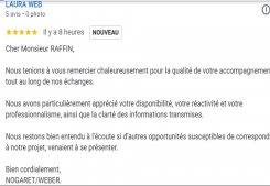 Avis client weber 5 etoiles sur la page google cp immobilier annecy une des meilleures agences immobilières à annecy Cp immobilier
