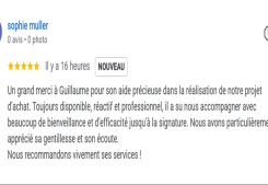 Avis client sophie cinq etoiles sur la page google cp immobilier annecy une des meilleures agences immobilières à annecy Cp immobilier