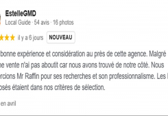 Avis cliente estelle 5 etoiles sur la page google de cp immobilier une des meilleures agences immobilières à annecy Cp immobilier