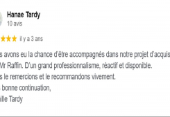 Avis client hanae cinq etoiles sur la page google cp immobilier une des meilleures agences immobilières à annecy Cp immobilier