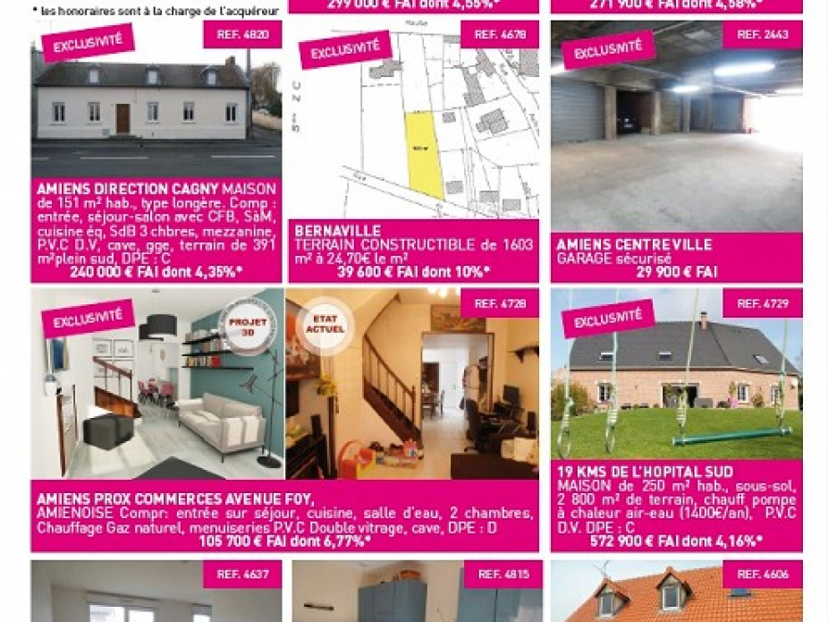 Nos exclusivites en 4eme de couverture de l'immo 80 Le bottin immobilier
