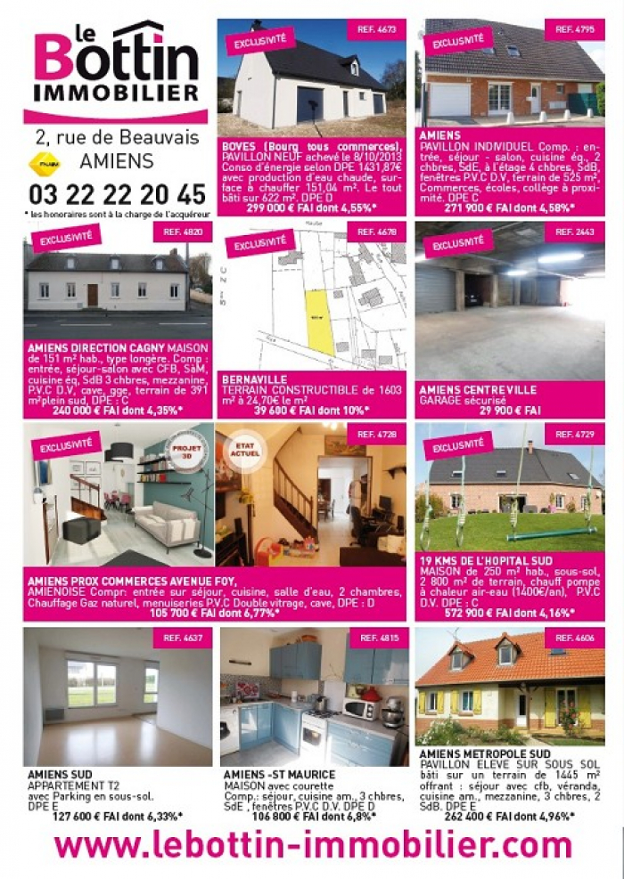 Nos exclusivites en 4eme de couverture de l'immo 80 Le bottin immobilier