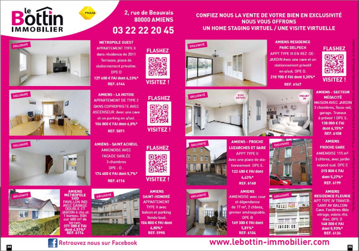 Nos exclusivitÉs dans une double page de l'immo 80 de mars Le bottin immobilier